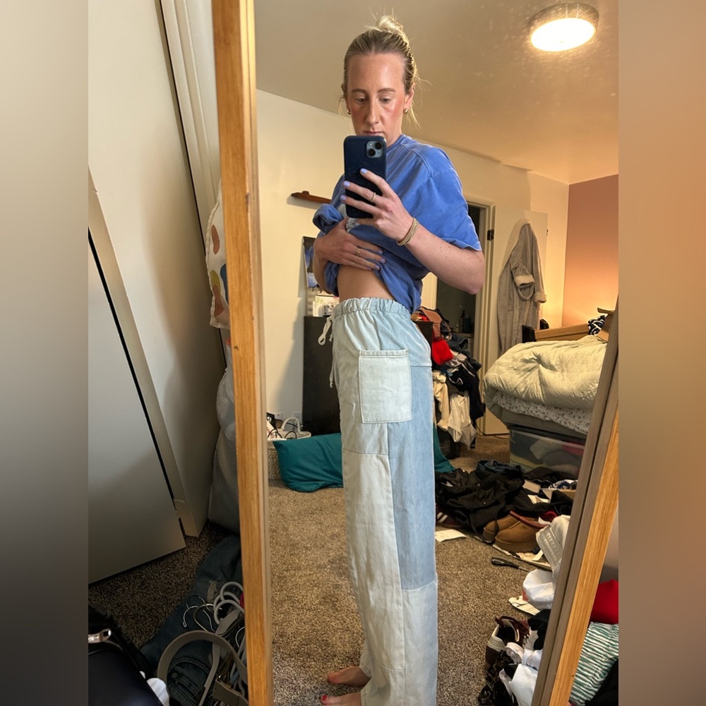 PARKE denim patchwork pants
